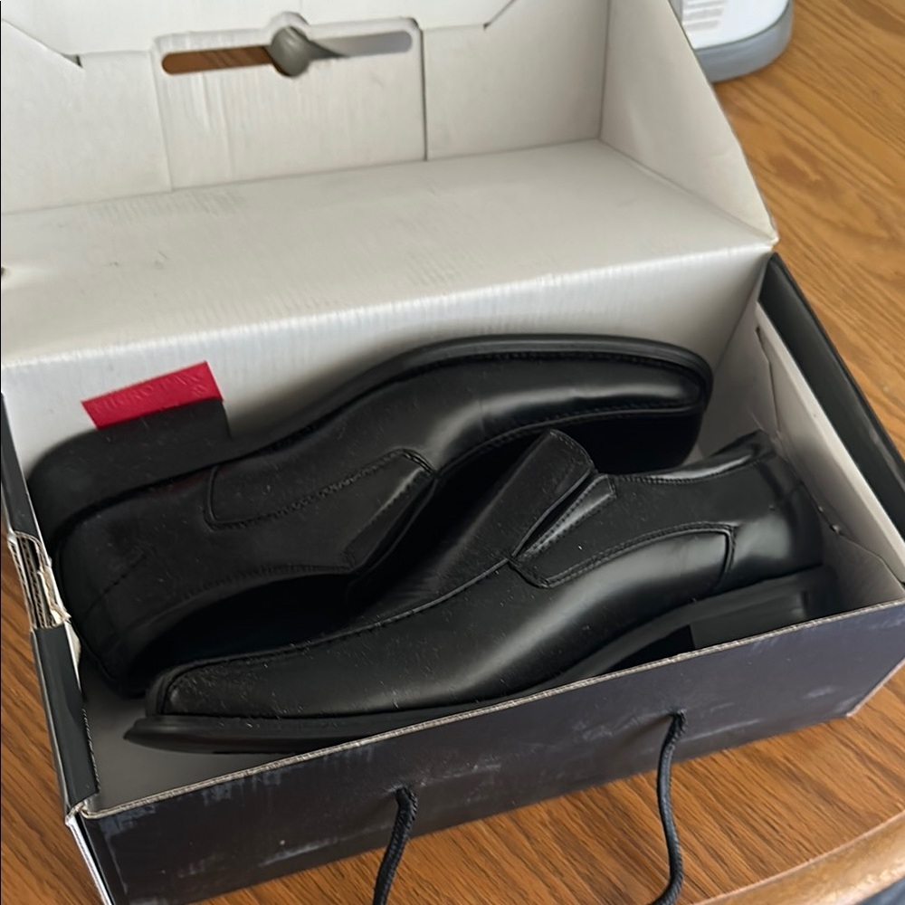 Aldo Black Leather Loafers Slip-Ons